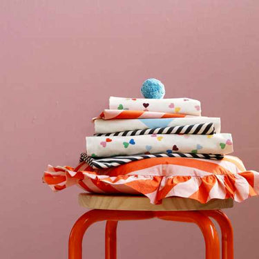 Tomato Stripe Round Ruffle Cushion